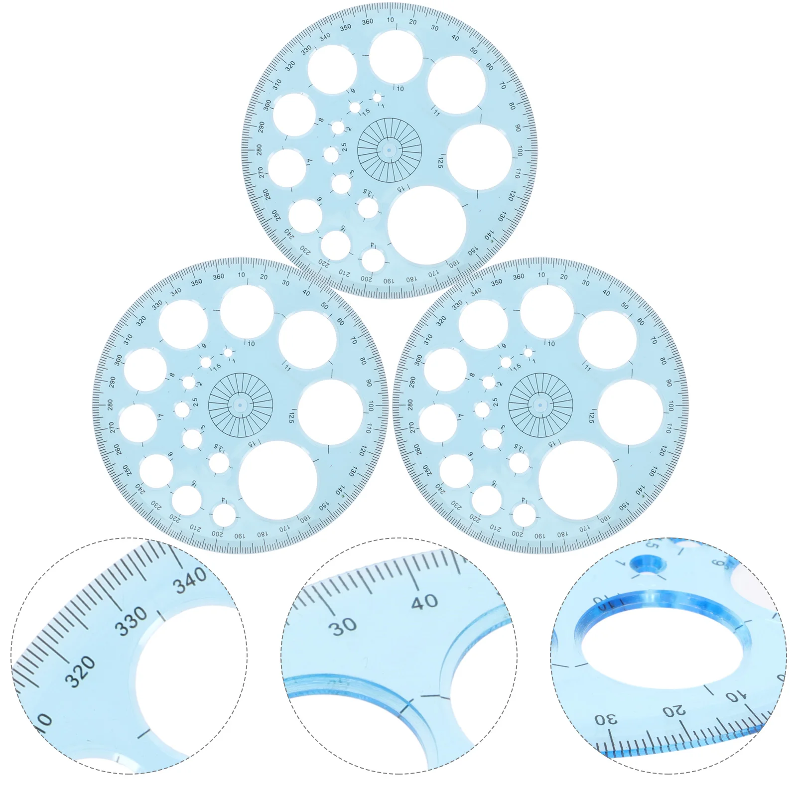 

3 Pcs Protractor Multifunction Swing Arm Angle Geometry Ruler Circle Template Office Plastic 360 Degree Stencil