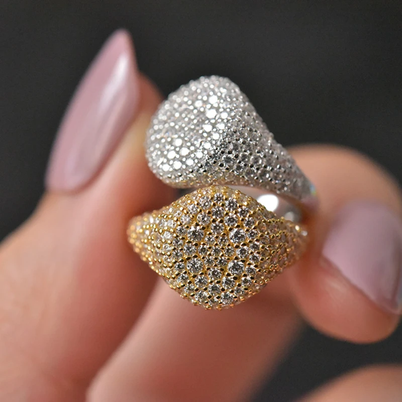

925 Sterling Silver Stud Rings For Women Zirconia Studded with diamond Wedding Engagement Bridal Party Jewelry Gift