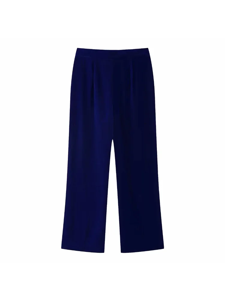 TRAF Velvet Blazer Women Jacket 2022 Fashion Office Lady Blazers Single Button Long Sleeve Loose Top Vintage Female Blazer Set