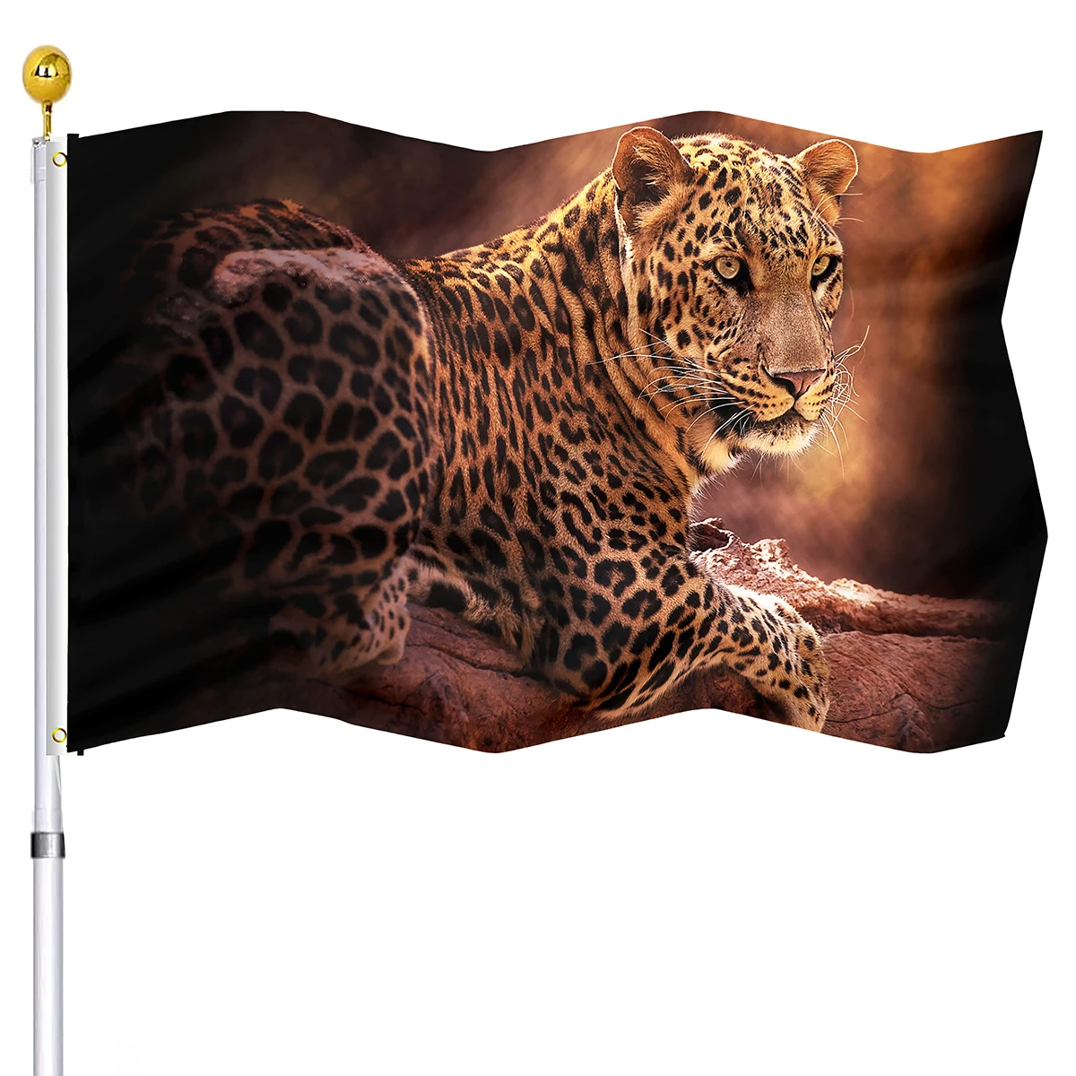 

Leopard Flag Wild Animal House Indoor Porch Outdoor Living Room Decor Polyester Flags Banner with 2 Grommets for Women Men Gifts