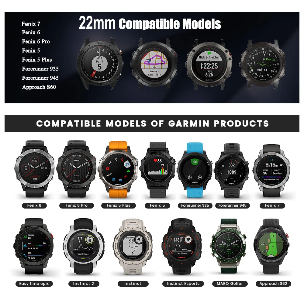 Сверхлегкий плетеный нейлоновый ремешок YAYUU для Garmin Fenix 6/Fenix 7 Band 22 мм 6/6 Pro/5/5 Plus |