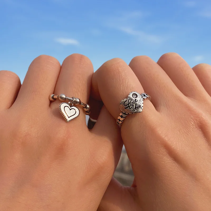 

Retro Style, Fashionable Niche, Personalized Love, Men and Women's Open Ring Set, Simple and Versatile Accessories for Couples