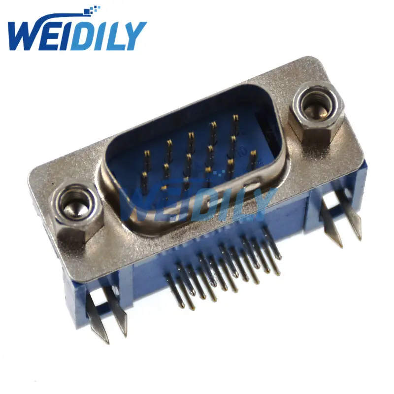 5 шт. DB15 DR15 3 ряда синий параллельный порт 15 Pin D Sub Male 15 Way PCB 90 градусов Разъем DB15 розетка адаптер VGA