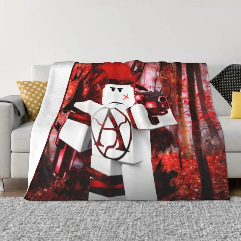 

Kawaii Robloxs Manga Video Game Sofa Fleece Throw Blanket Warm Flannel Blankets for Bedding Travel Sofa Bedspreads