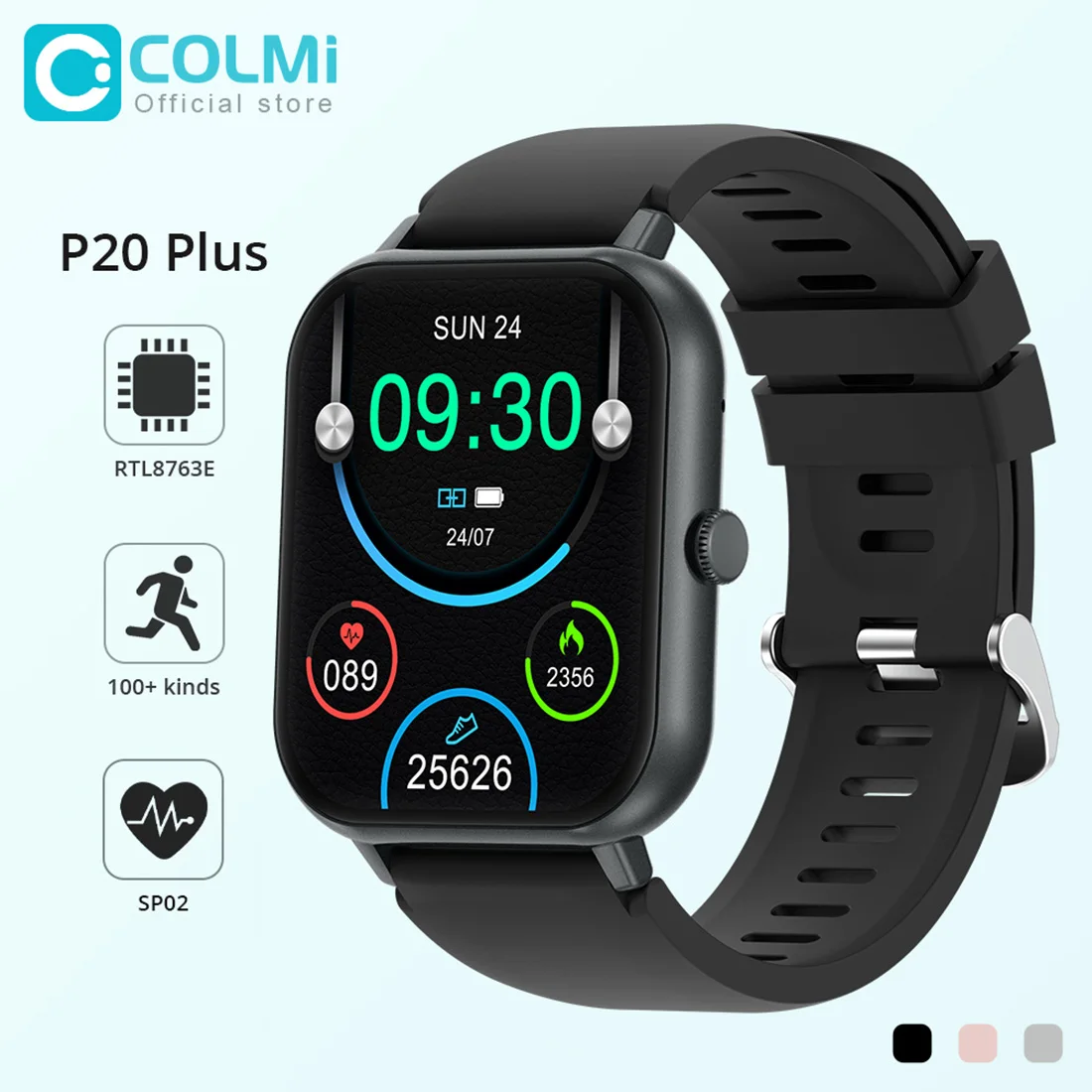 

COLMI P20 Plus 2023 Smartwatch 1,83 дюймов Bluetooth Вызов 100 + спортивные модели монитор сердечного ритма во время сна Смарт-часы для мужчин и женщин