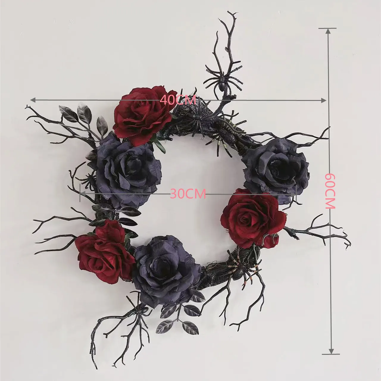 

6 Inch Halloween Wreath Dead Branch Rose Garland Simulated Rattan Circle Wreath Party Home Decorations Wall Decor Wreath