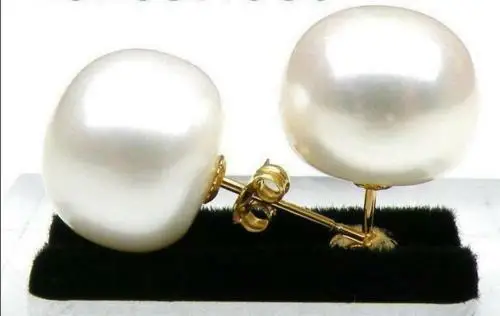 

New AAA 12-13mm Akoya White Stud Earrings Pearl Earrings 14k