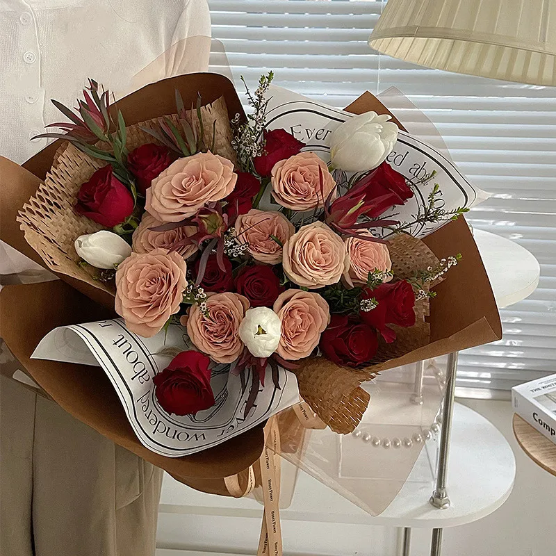 

Original Art Craft Paper DIY 30x45cm Advanced Black and White Flower Bouquet Wrapping Paper Flower Art Wrapper Paper Handmade