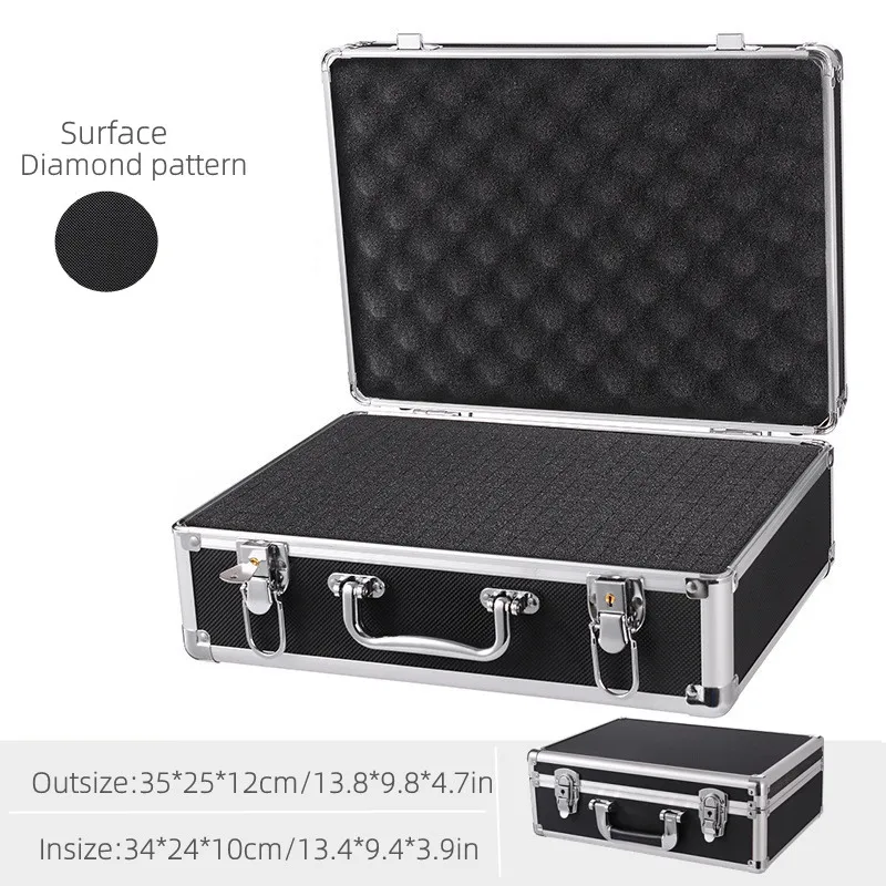 Ящик для инструментов 35x25x1, 2 см, портативный алюминиевый ящик для инструментов, коробка для хранения документов, страховки, домашних паролей, чемодан, коробка для хранения с губкой