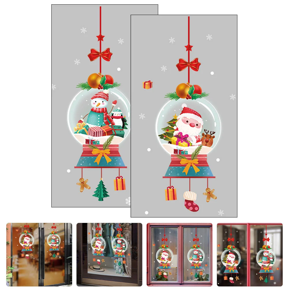 

Window Christmas Stickers Decals Clings Santa Decal Glass Wall Sticker Holiday Festival Merry Snowflake Party Claus Refrigerator