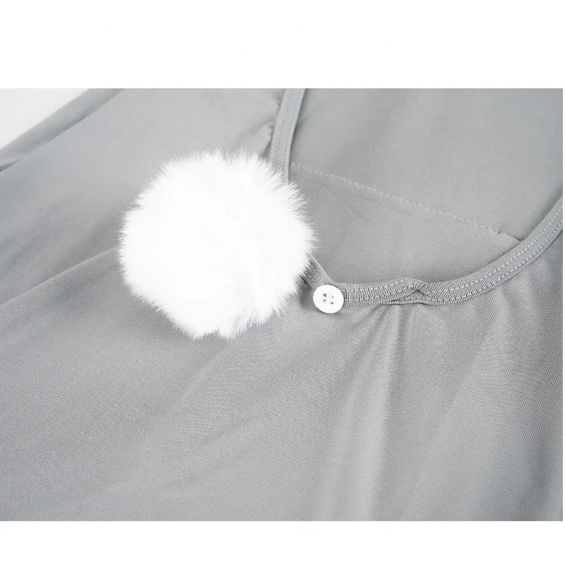 Аниме милая девушка милый кролик серые платье с капюшоном нижнее белье костюм