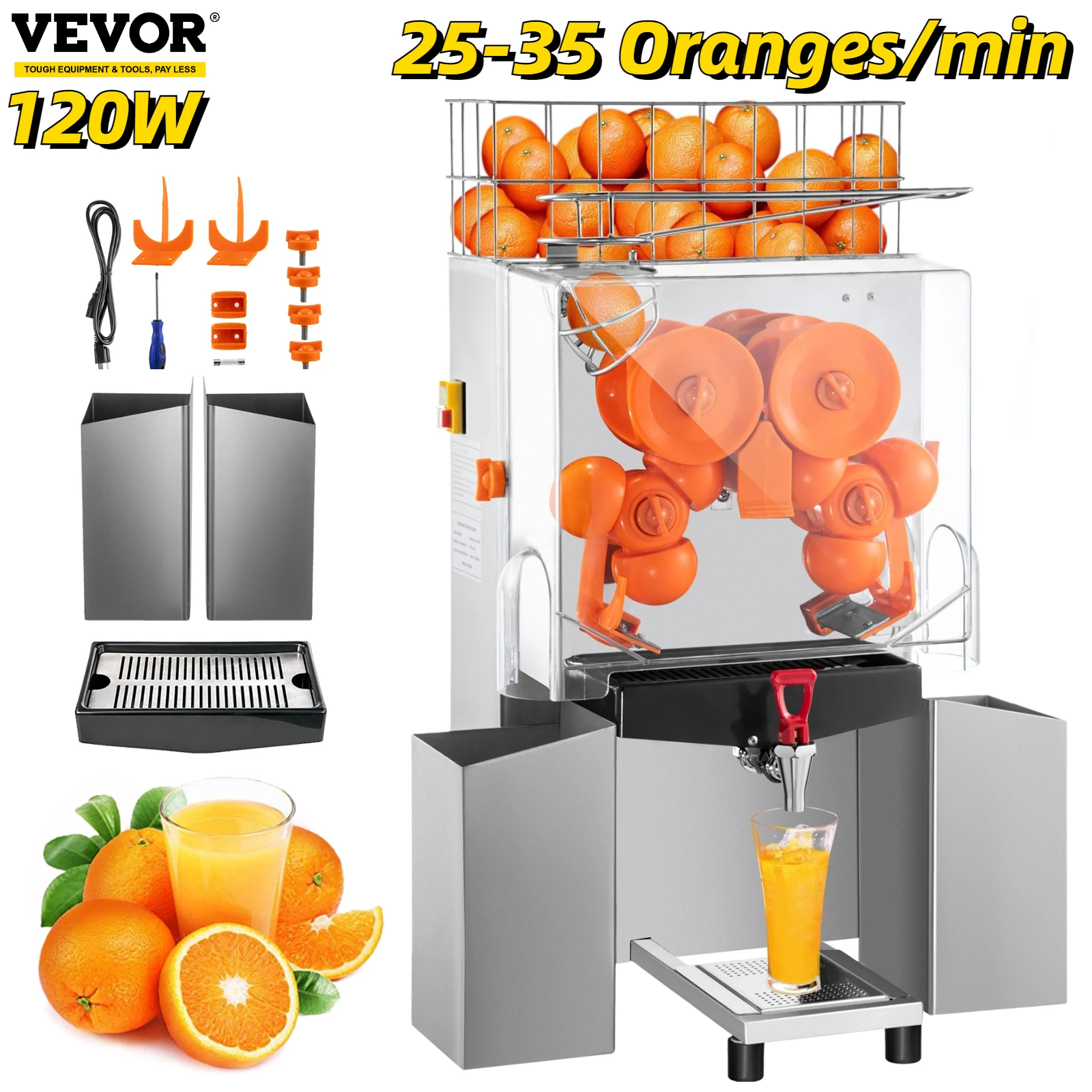 VEVOR Electric Orange Juice Machine Efficient Squeezing Portable Juicer Blender Fresh Food Mixer Squeezer for Home Commercial