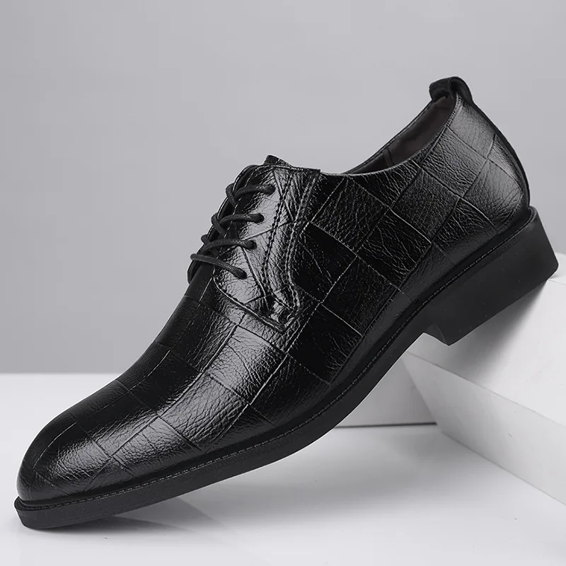 

New men's casual shoes, extra-large business dress shoes, men's lace-up all-match wedding shoes luxury men shoes
