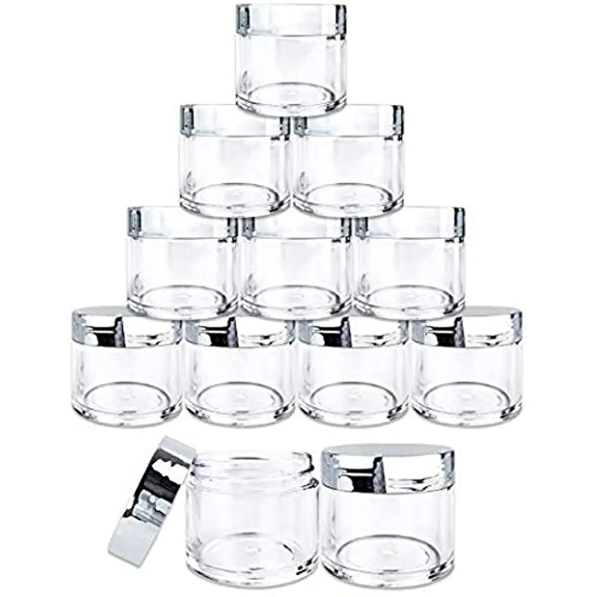 

12 Piece 1 Oz Round Clear Jars with Flat Top Lids for Creams Lotion Make Up Cosmetics Samples Herbs Ointment Travel Storage Pots