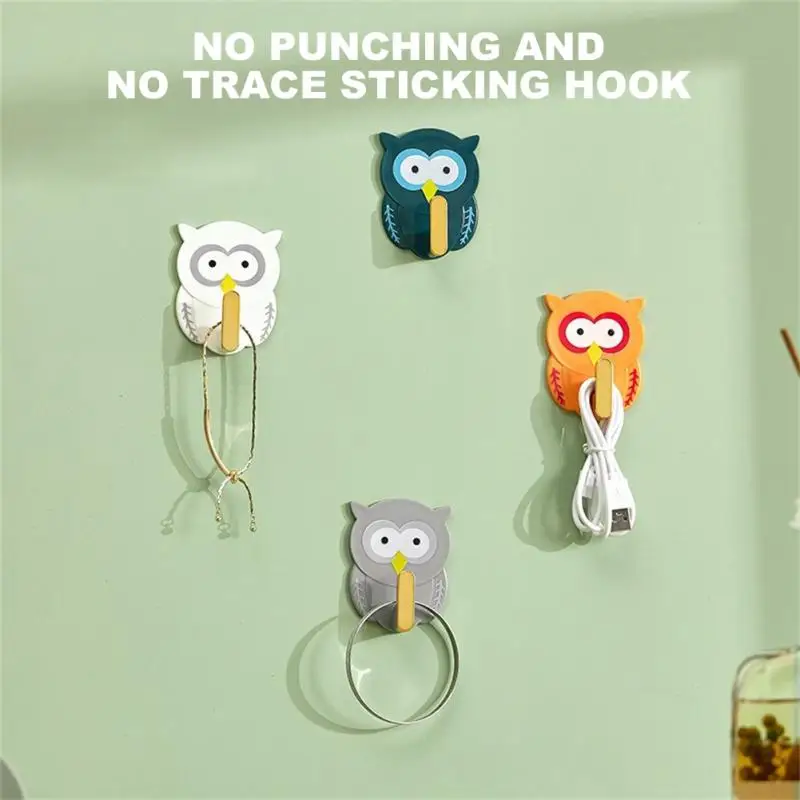 

Cartoon Owl Adhesive Hook Waterproof Multi-function Kitchen Bathroom Hanger Plastic Moisture-proof Key Holder Household Owl Hook