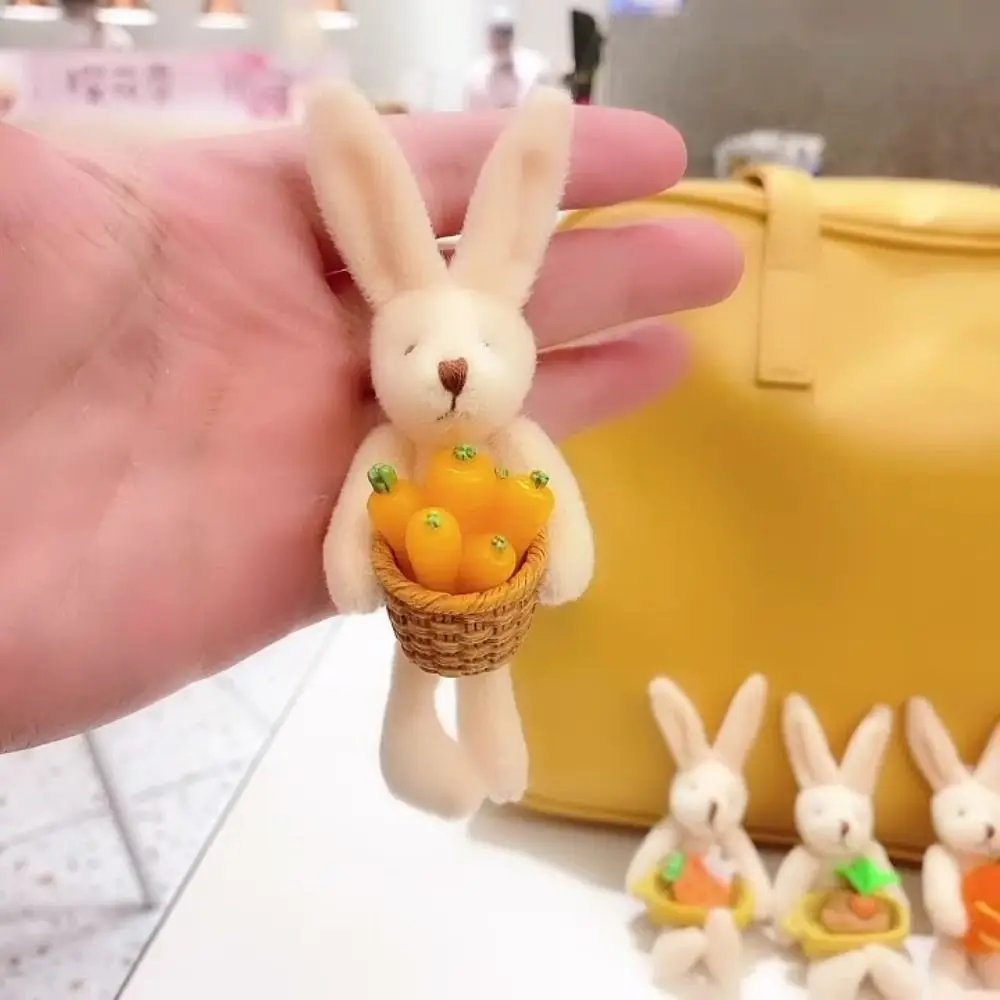 

Stuffed Toy Pendant Cartoon Design Labor Rabbit Keychain Women Key Chain Doll Plush Key Buckle Korean Style Key Holder
