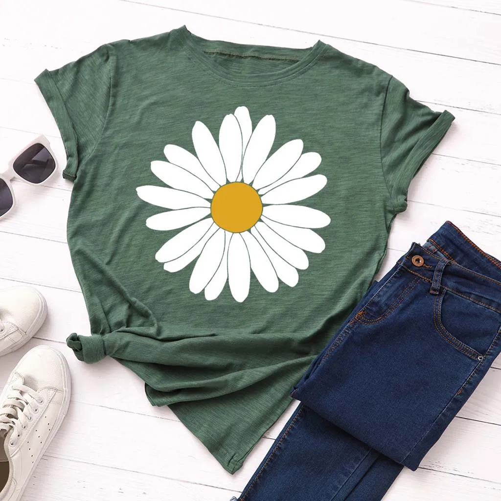 

White Tops for Women Long Sleeve Women Summer Printing Short Sleeve Shirt Casual Tunic Tops Blouse Puff Sleeve