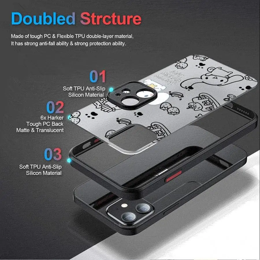 Милый чехол Kuromi Melody для Apple iPhone 11 15 16 14 13 12 Pro 7 XR X XS Max 8 Plus 6 6S SE 2022 15Pro черный матовый