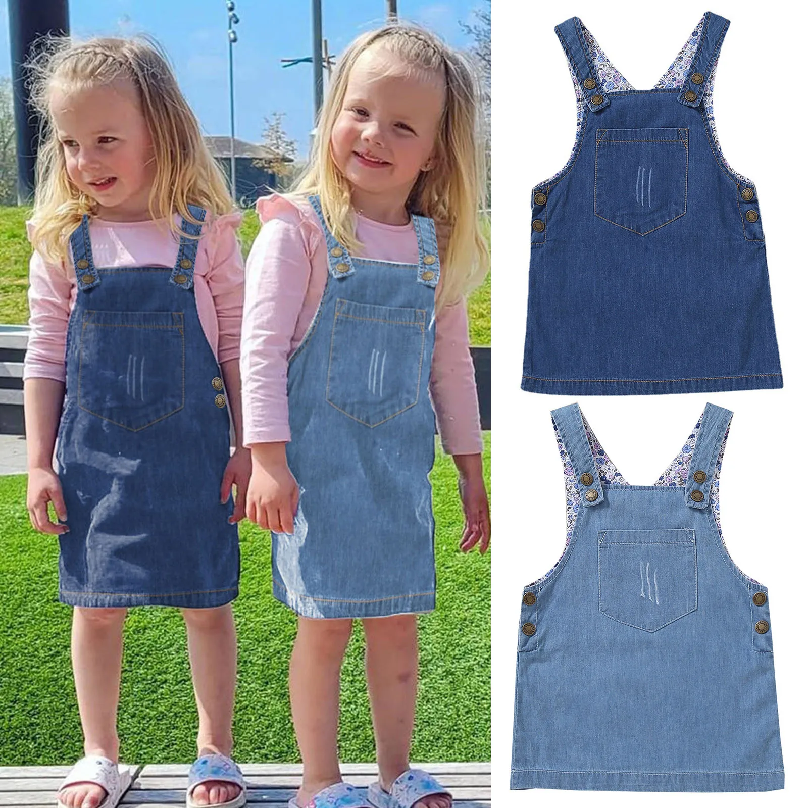 

Solid Denim Kids Girls Skirt Suspender Overalls Clothes Skirts Baby Toddler Girls Dress&Skirt School Clothes for Girls Size 7-8