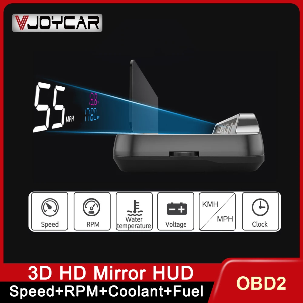 Vjoycar New Disign Mirror Lift Automatically Car Glass Projector HUD OBD2 Head Up Display Gauge Car Electronic Accessories Alarm