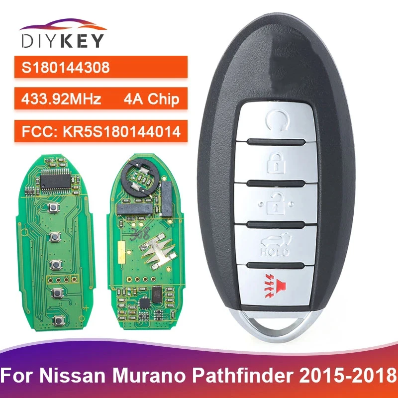 Пульт дистанционного управления DIYKEY S180144308 KR5S180144014 433 92 МГц с чипом 4A для Nissan Murano