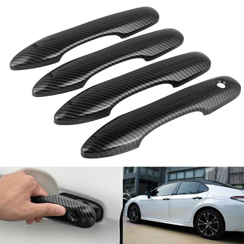 

Carbon Fiber Style Door Handle Cover Trim with Smart Hole For TOYOTA Prius 2016-2020 CAMRY 2018 -2021 4 Doors Car Handle Cover