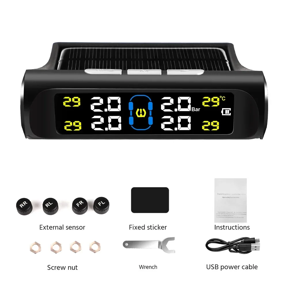 

Интеллектуальная солнечная система контроля давления в шинах TPMS, датчики парковки для автомобилей, датчик температуры в шинах