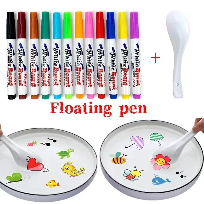 8 12 Colors Set Magical Water Painting Whiteboard Pen Water Floating Painting Color Magic Marker For Kids