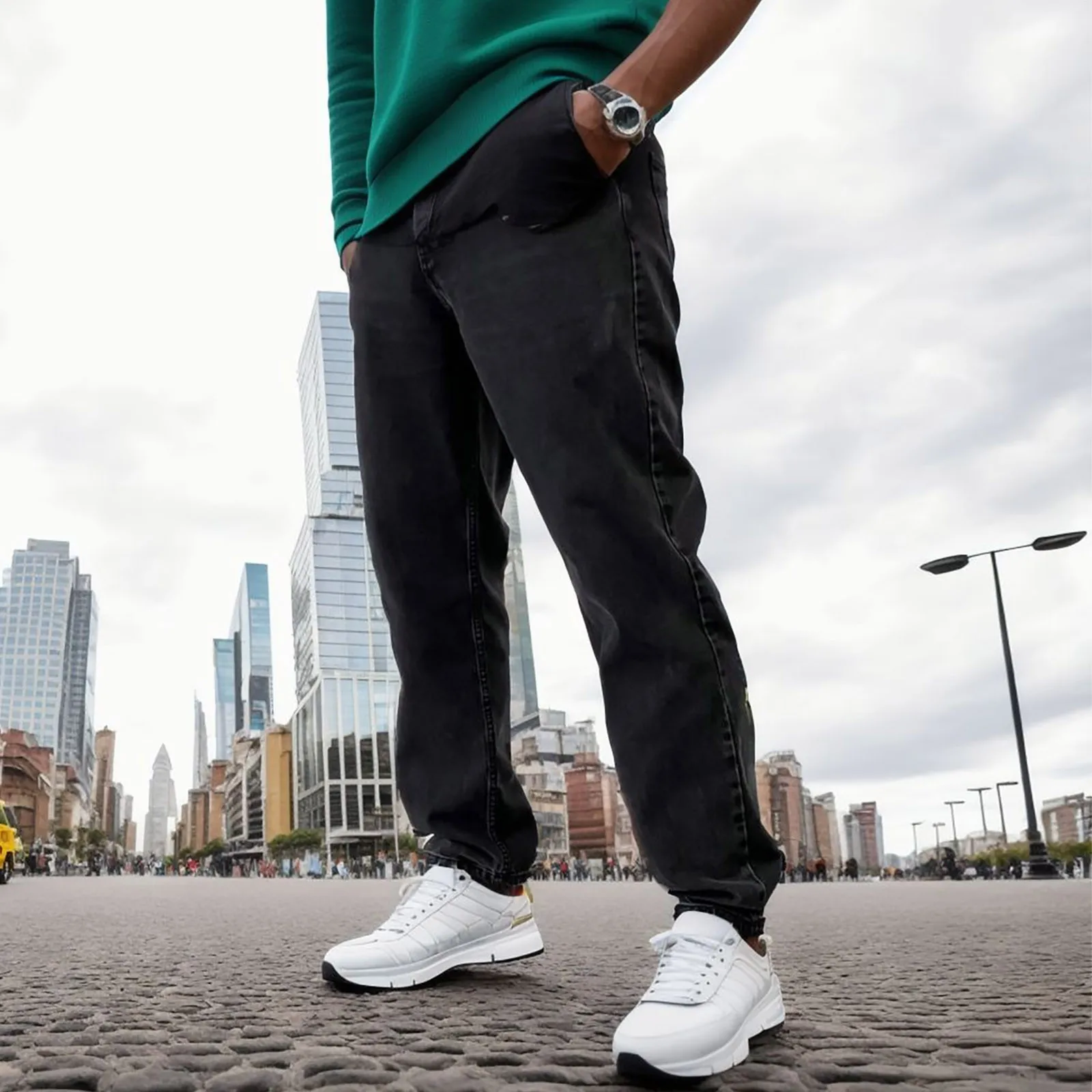 Модные брюки с карманами Fly повседневные джинсовые джинсы мужские однотонные