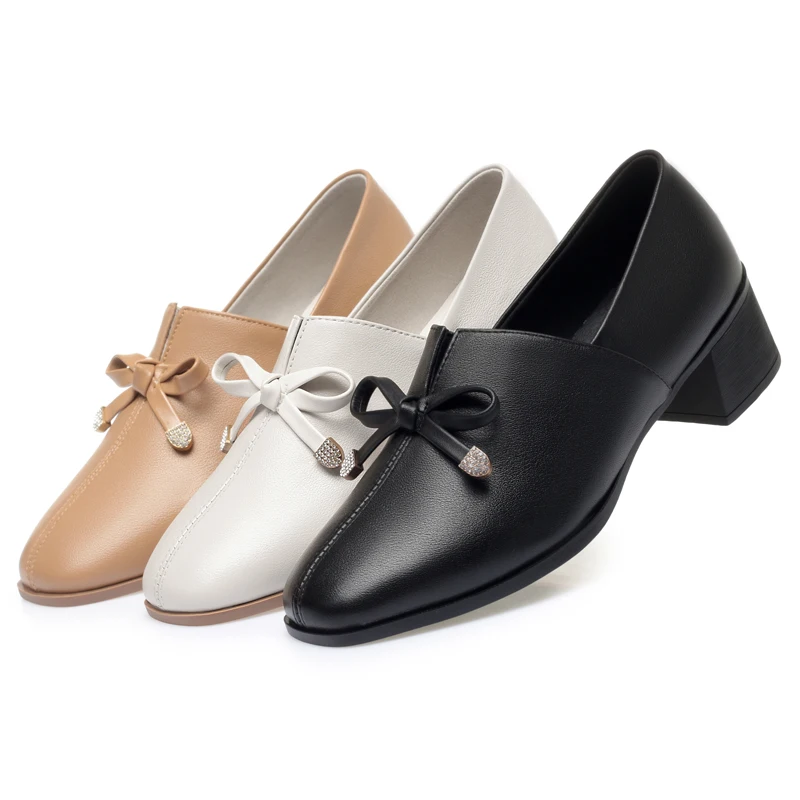 AIYUQI Dress Shoes Women Genuine Leather 2023 Fall New Thick Heel Large Size Women Casual Shoes Square Head Women Office Shoes