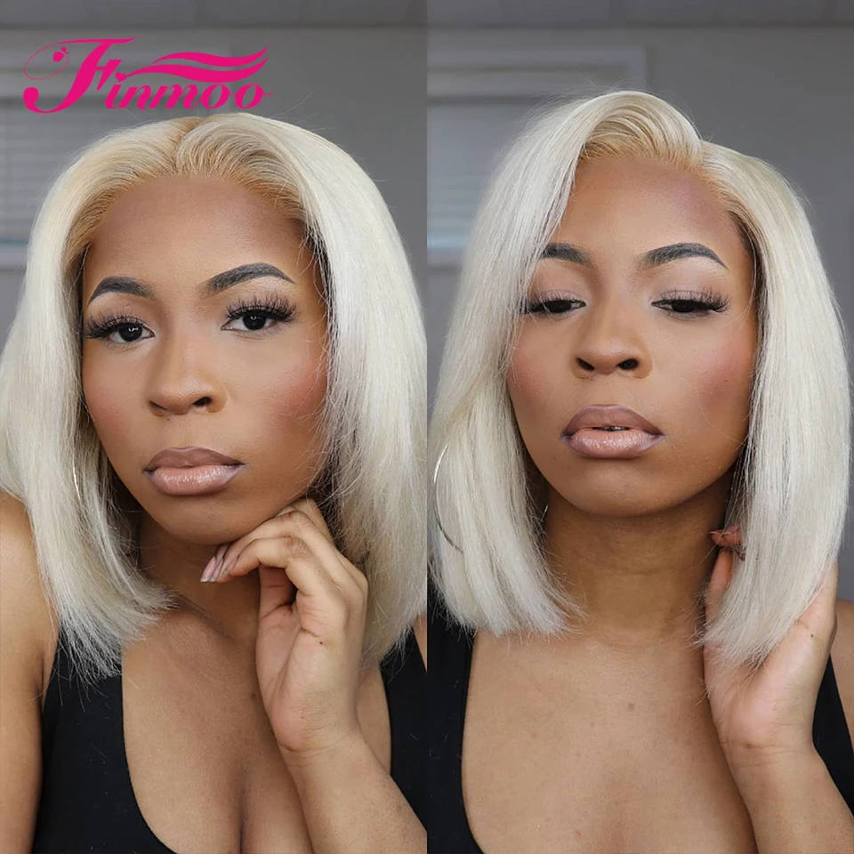 13x4 Platinum Blonde Straight Lace Front Wigs Bob Transparent Lace Frontal Wig Cheap Human Hair Wigs On Sale Clearance For Women