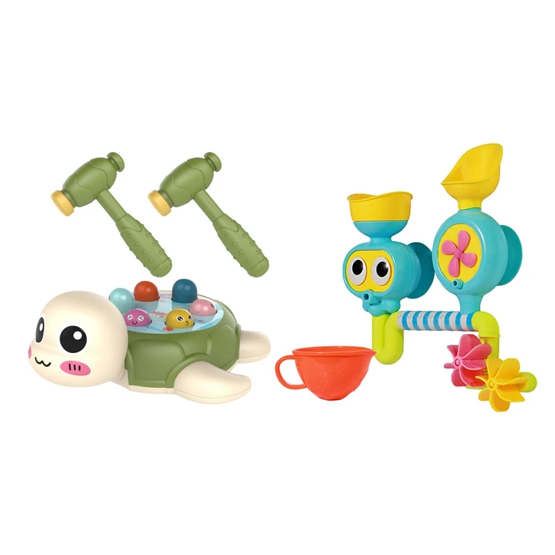 

Hamster Game Pounding Toy With Baby Bath Toys Windmill With Waterfall Station And Suction Cups Kids Shower Bathtub Toy