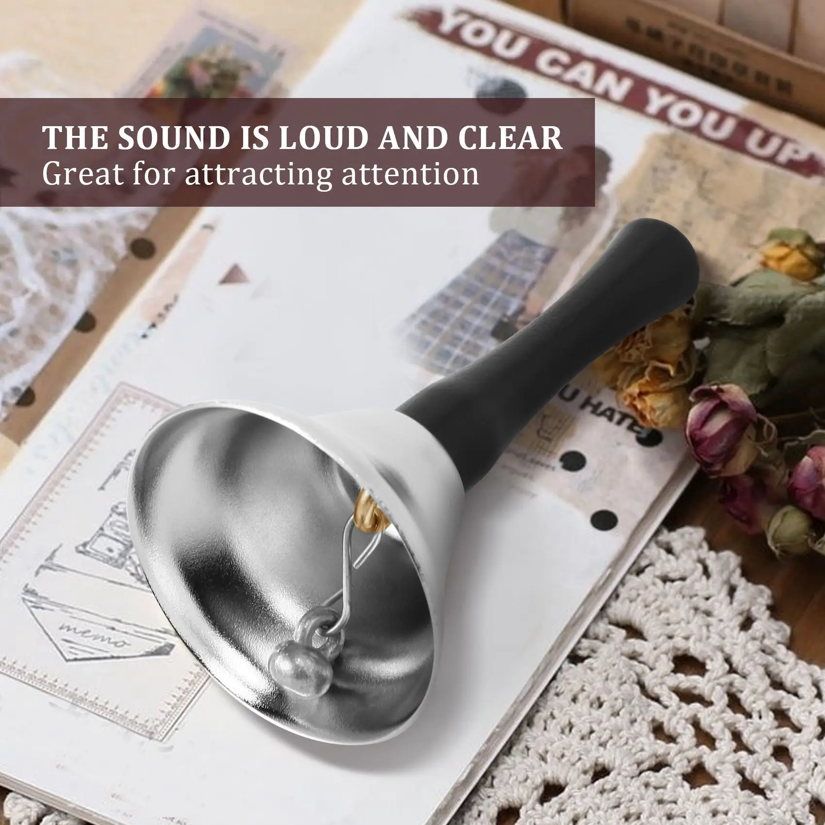 24-компонентные колокольчики серебряные стальные сервисные черная деревянная