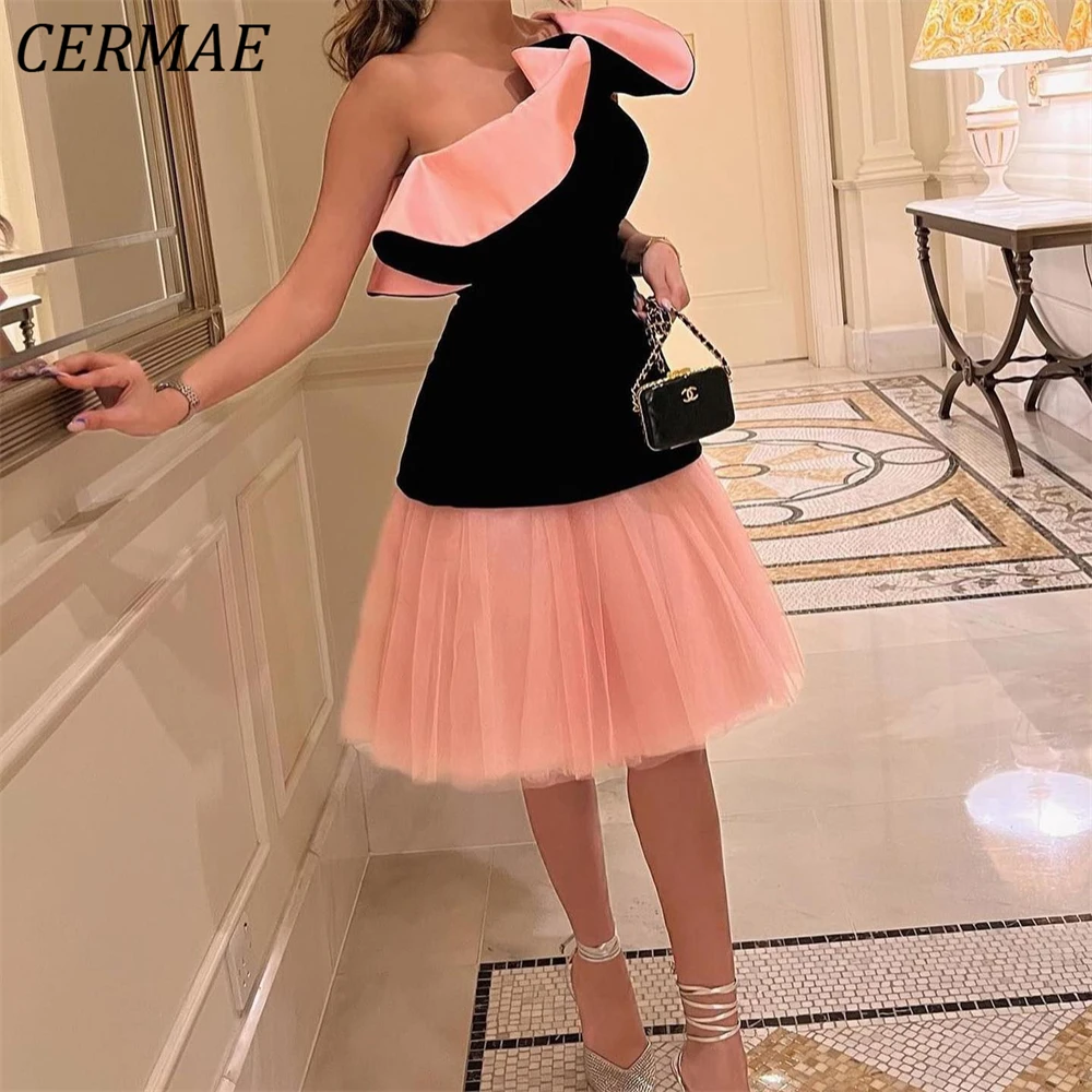 

CERMAE One Shoulder Prom Dresses Dubai Halter Graduation Party Dress Tiered Skirt Formal Homecoming Gowns Special Event Gown