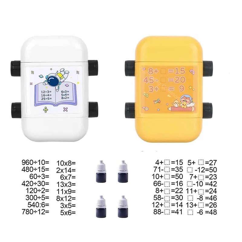 

2 in 1 Addition and Subtraction Teaching Stamps for Kids Double-Head Roller Digital Teaching Stamp Within 100 Teaching Math