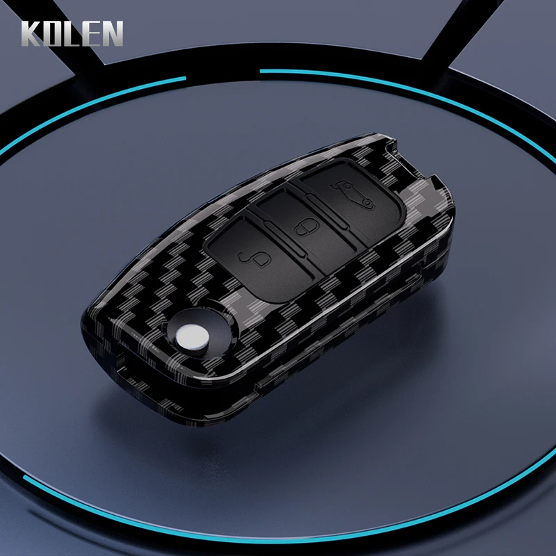 

Чехол для автомобильного ключа из АБС-пластика из углеродного волокна для Ford Fiesta Focus 2 Ecosport Kuga Escape Falcon Territory B-Max C-Max Galaxy, аксессуары