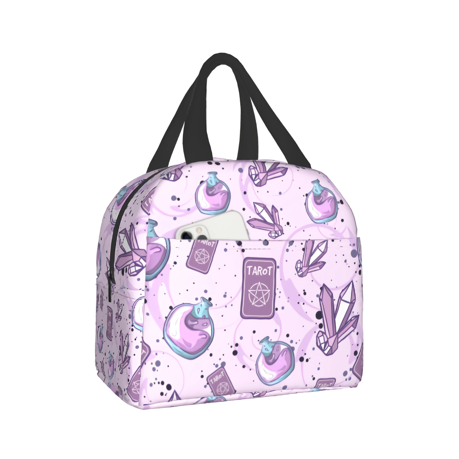 

Purple Goth Lunch Bag Occult Thermal Cooler Bag Magic Lunch Tote Bag Work School Picnic Beach for Women MenGirls, Boys