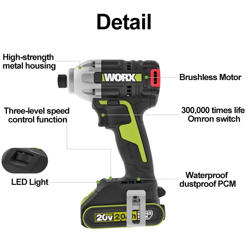 Шуруповерт ударный WORX WU29D 20 в бесщеточный мотор | Инструменты