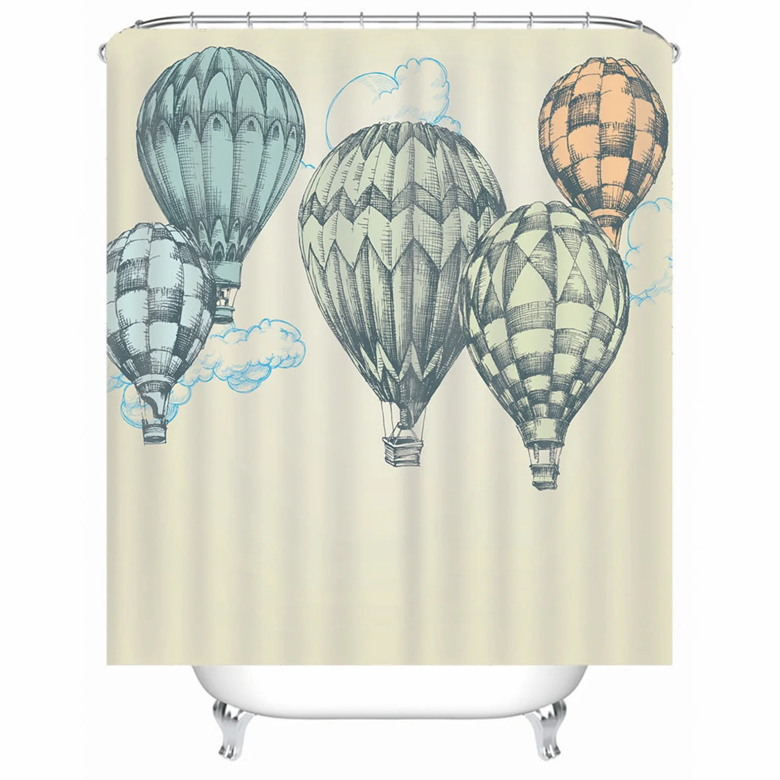 

Занавеска для душа для стойки, полиэстеровый воздушный шар, бежевый цвет, устойчивый к плесени, Водонепроницаемая Ванная комната с крючками...