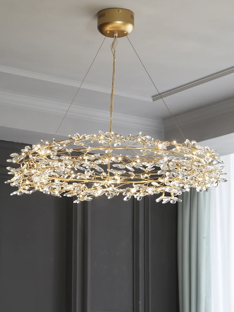

Crystal Ceiling Chandeliers Modern LED Firefly Pendant Lamps Lustre Branch Hanging Lights For Living Dining Room Light Fixtures
