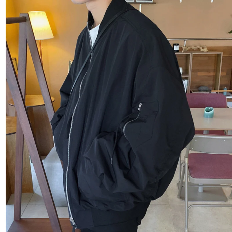 

Пилот Осень Мужская свободная корейская мода красивая уличная одежда черная бейсбольная куртка для пар Новинка 2023 мужская одежда 7920