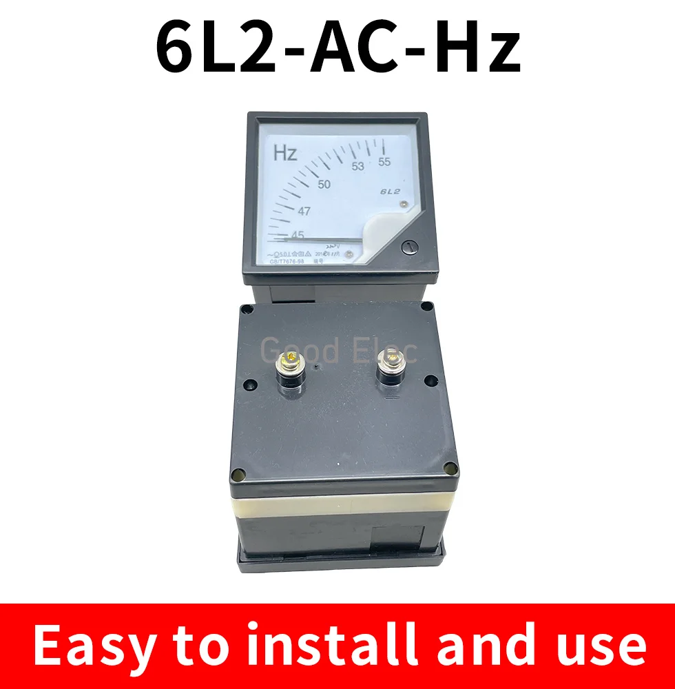 Medidor de Frequência AC 6L2Hz 45-55Hz 100 В 220 380 Voltímetro 6L2 Hertz Tensão Ponteiro Quadrado 80x80 мм