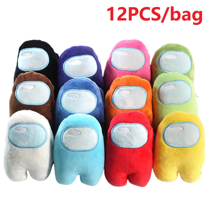 

12PCS/bag Soft Plush Toys 10CM Among With Us Game Toy With Music Kawaii Stuffed Doll Festival Gift Cute Small Plushie Toys Kid