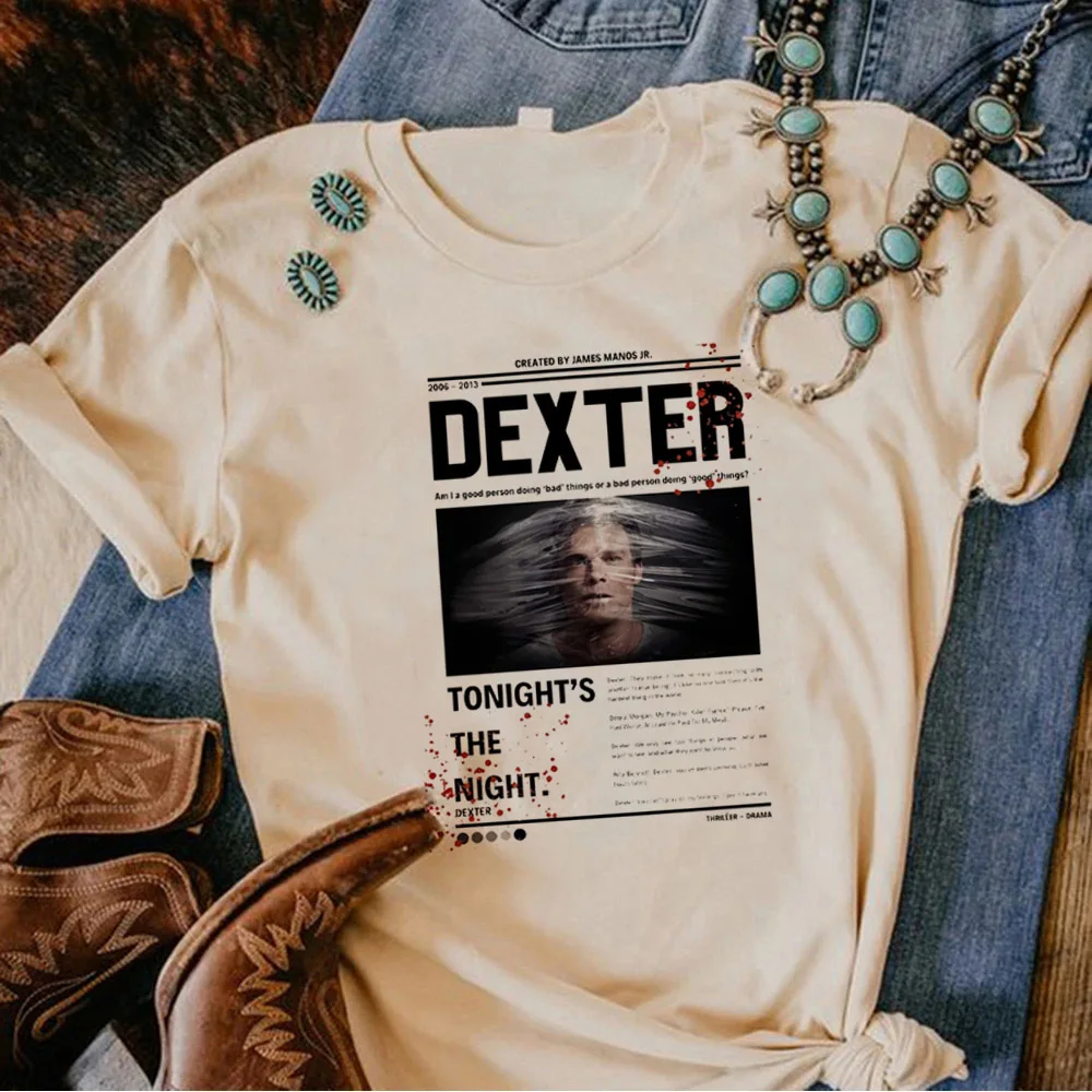 Фото Футболка Dexter Morgan в стиле готика для подростков, корейская мода, кьюткор, распродажа, футболка с манга-мемами, гранж, аниме-сцена №3
