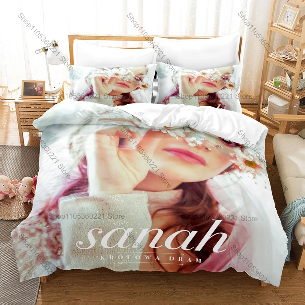 Фото Комплект постельного белья Sanah, 3 предмета, с портретом Зузанны Юрчак-Грабовской, для любителей польской музыки, с принтом поп-звезды, пододеяльник и наволочка №4