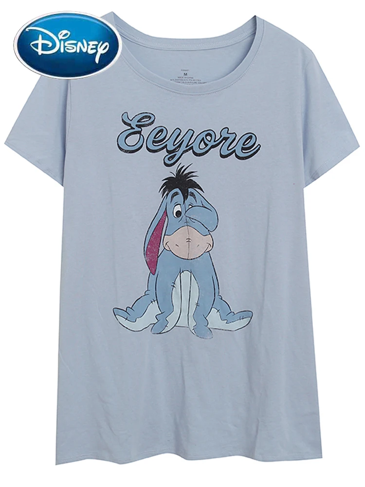 

Disney 2023 стильная футболка с принтом Винни-Пуха и медведя из мультфильма Eeyore, Модный женский пуловер с круглым вырезом, повседневные футболки с короткими рукавами