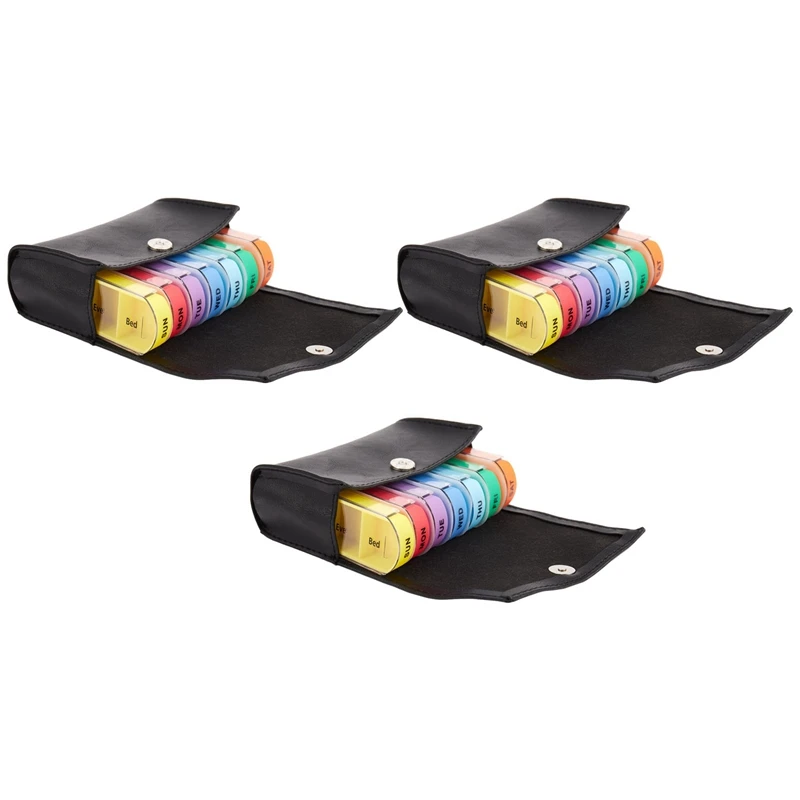 

3Pc 28 Squares Weekly 7 Days Tablet Pill Box Holder Medicine Storage Organizer Container Case