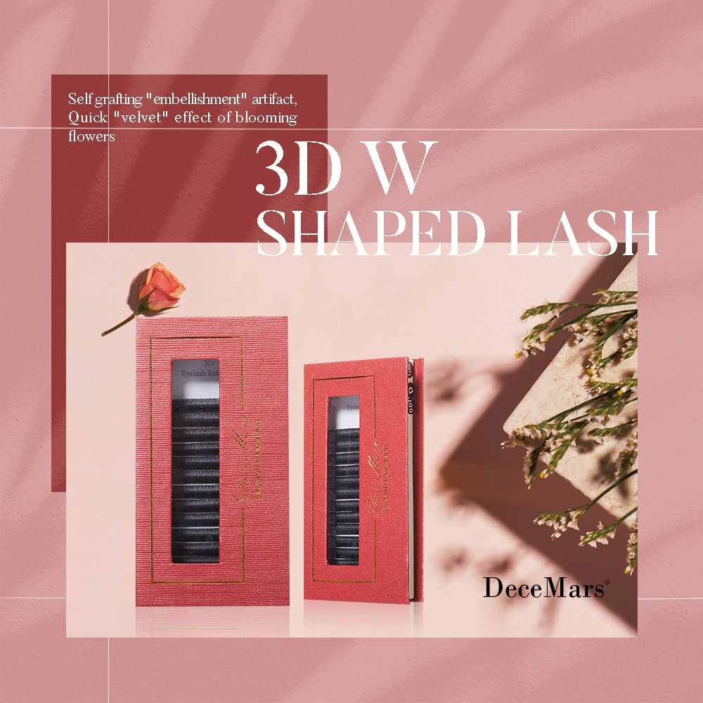 3D W-образные ресницы DeceMars для наращивания 3 наконечника C/D DD Curl
