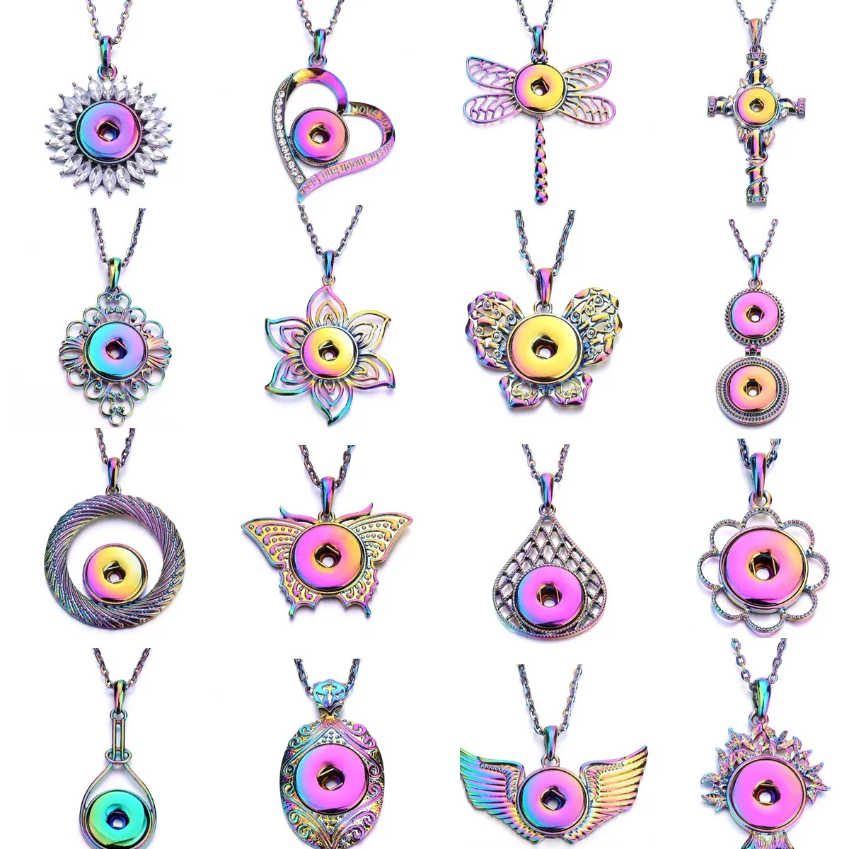 

New Colorful Snap Necklace Jewelry DIY Crystal Snap Button Pendant Necklace Fit 18mm Snaps Button Jewelry Women Christmas Gift