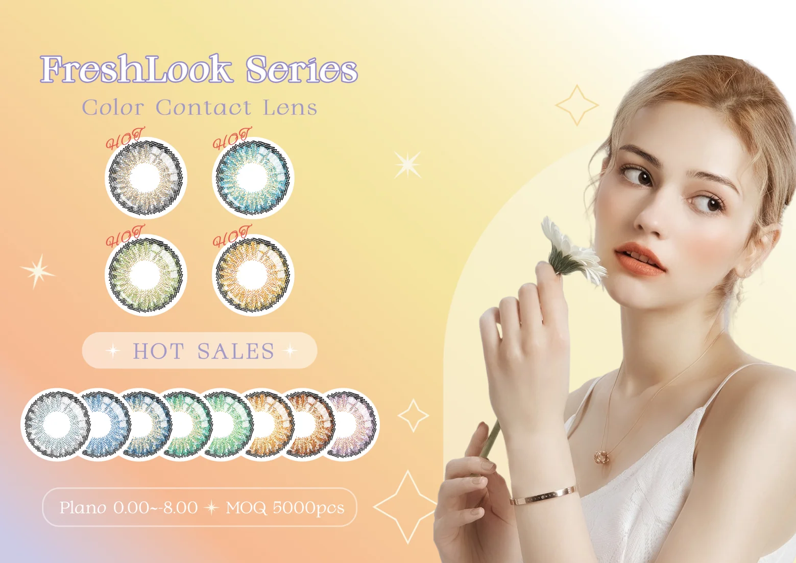 1 пара мягких новых популярных цветных контактных линз FK серого цвета